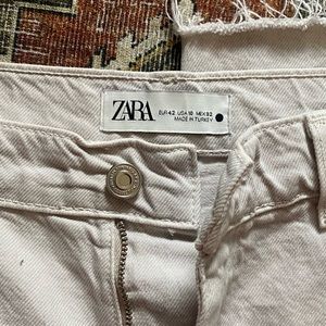 cream wide leg zara jeans